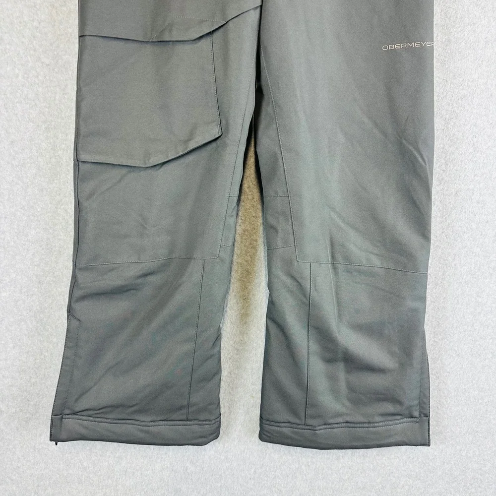 Obermeyer Kids 10-12 Ski Snow Pants Black Adjustable Waist Gray Lined